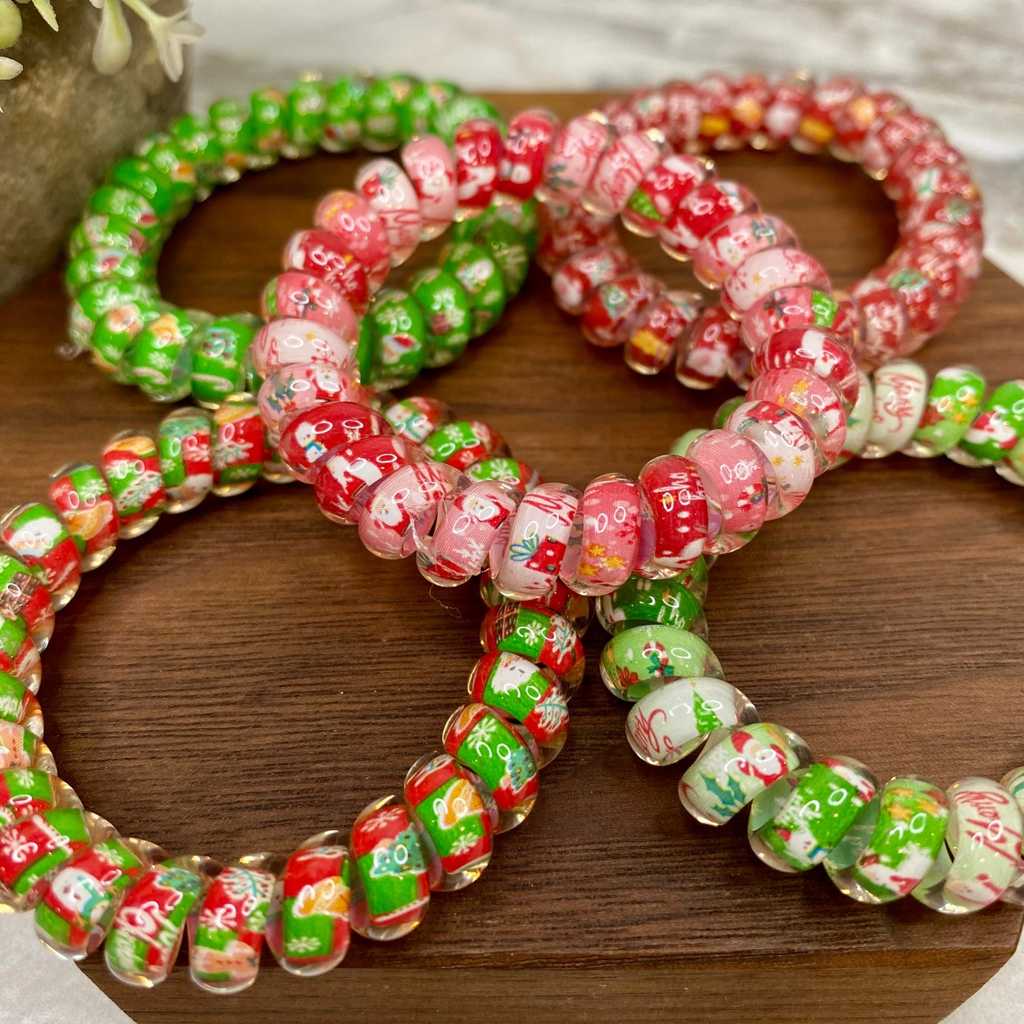 Spiral Coil Hair Tie - Christmas Mix
