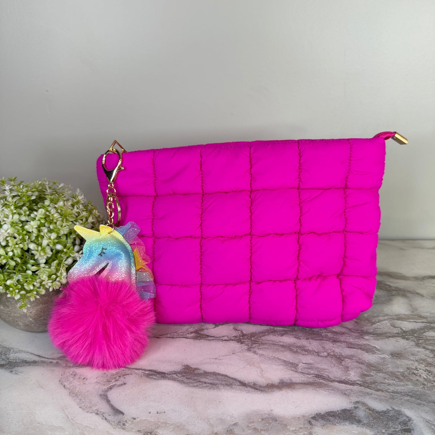 Bundled Set - Hot Pink Puffer Pouch