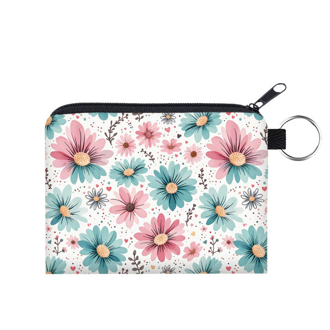 Mini Pouch - Floral Pink Blue Daisy
