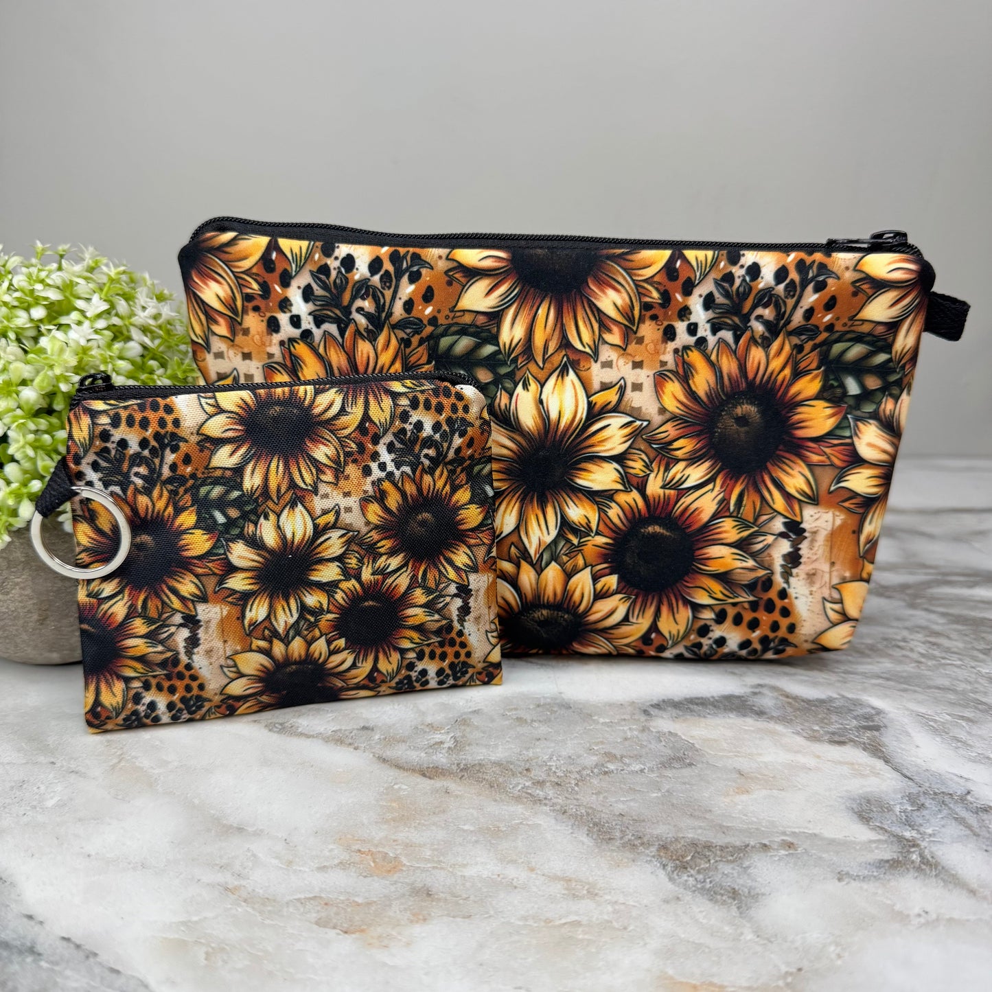 Mini Backpack, Pouch, & Mini Pouch Bundled Set - Sunflower Dots
