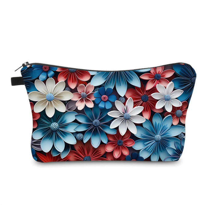 Pouch - America, Floral Red Blue