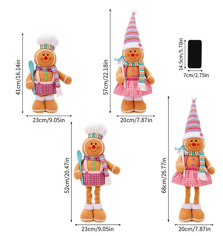 Telescopic Standing Christmas Decor - Gingerbread