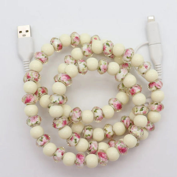 Charging Cord - Beaded - Clear Design