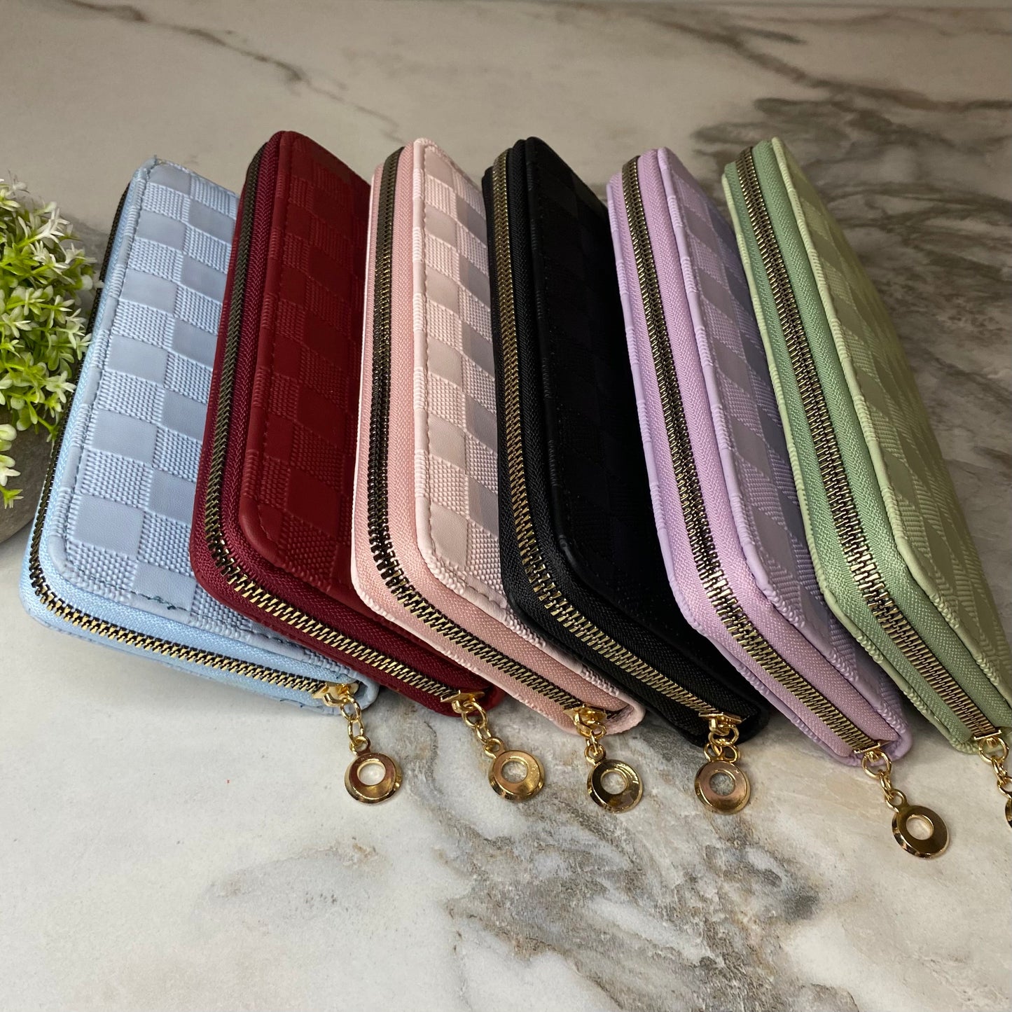 Wallet - Faux Leather - Checkered