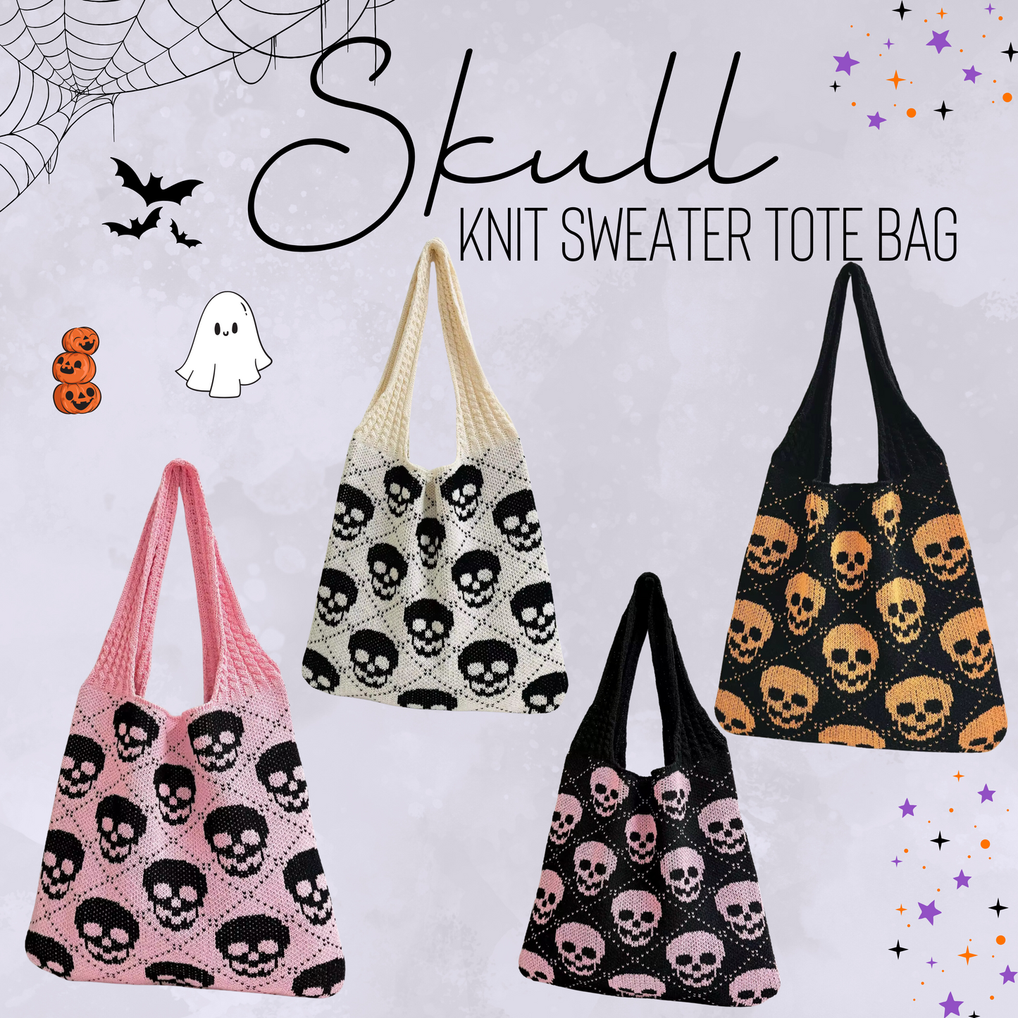 Tote Bag - Knit Sweater - Skull - PREORDER