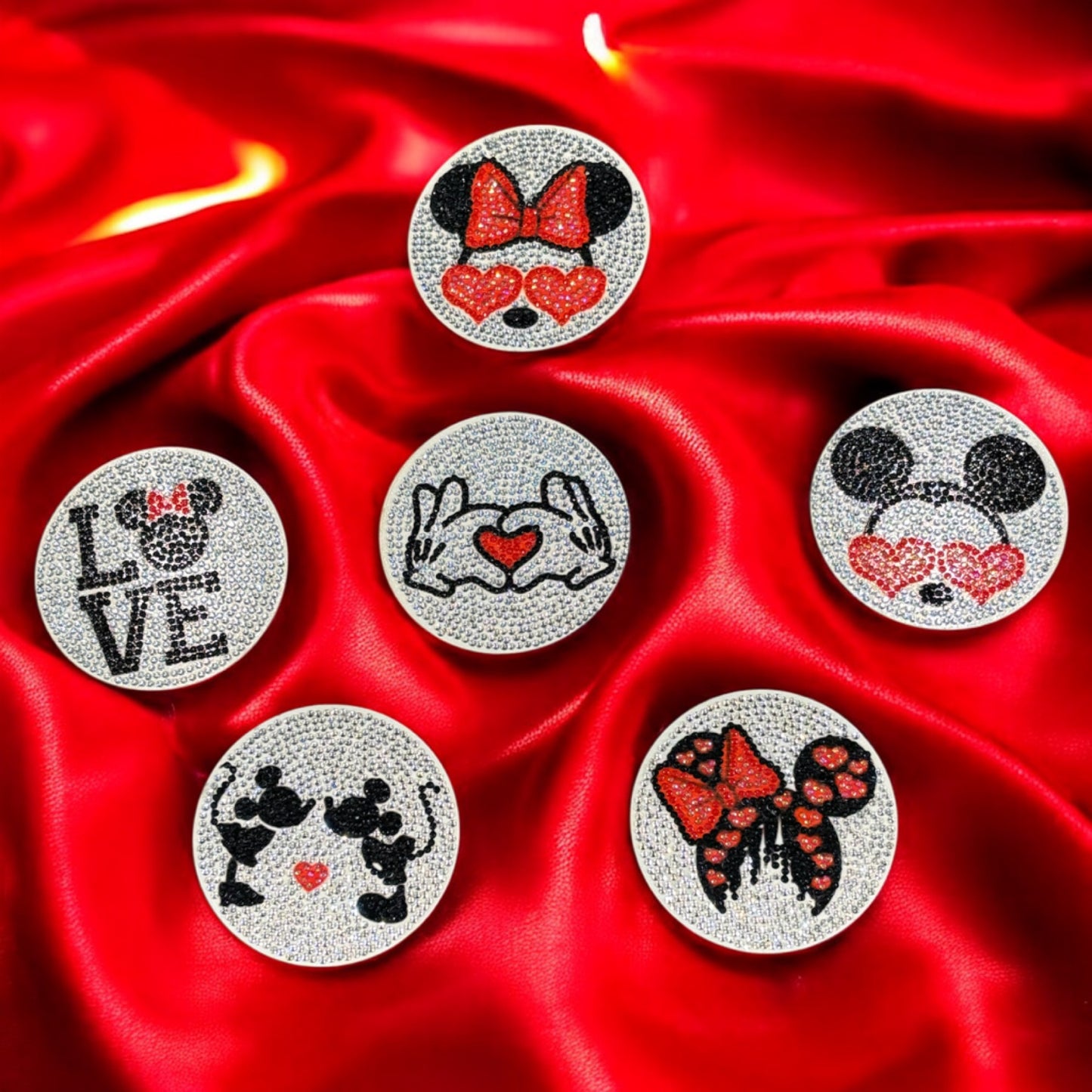 Handmade Mickey & Minnie Mouse Coasters Set of 6