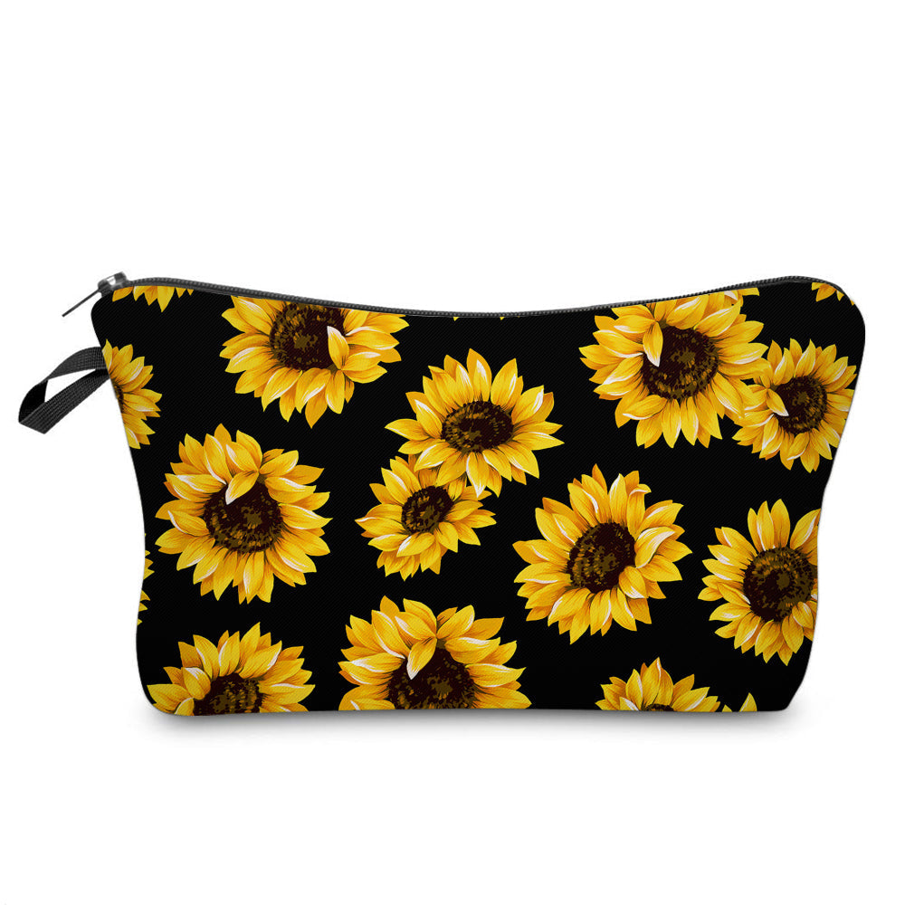 Mini Backpack, Pouch, & Mini Pouch Bundled Set - Sunflower On Black