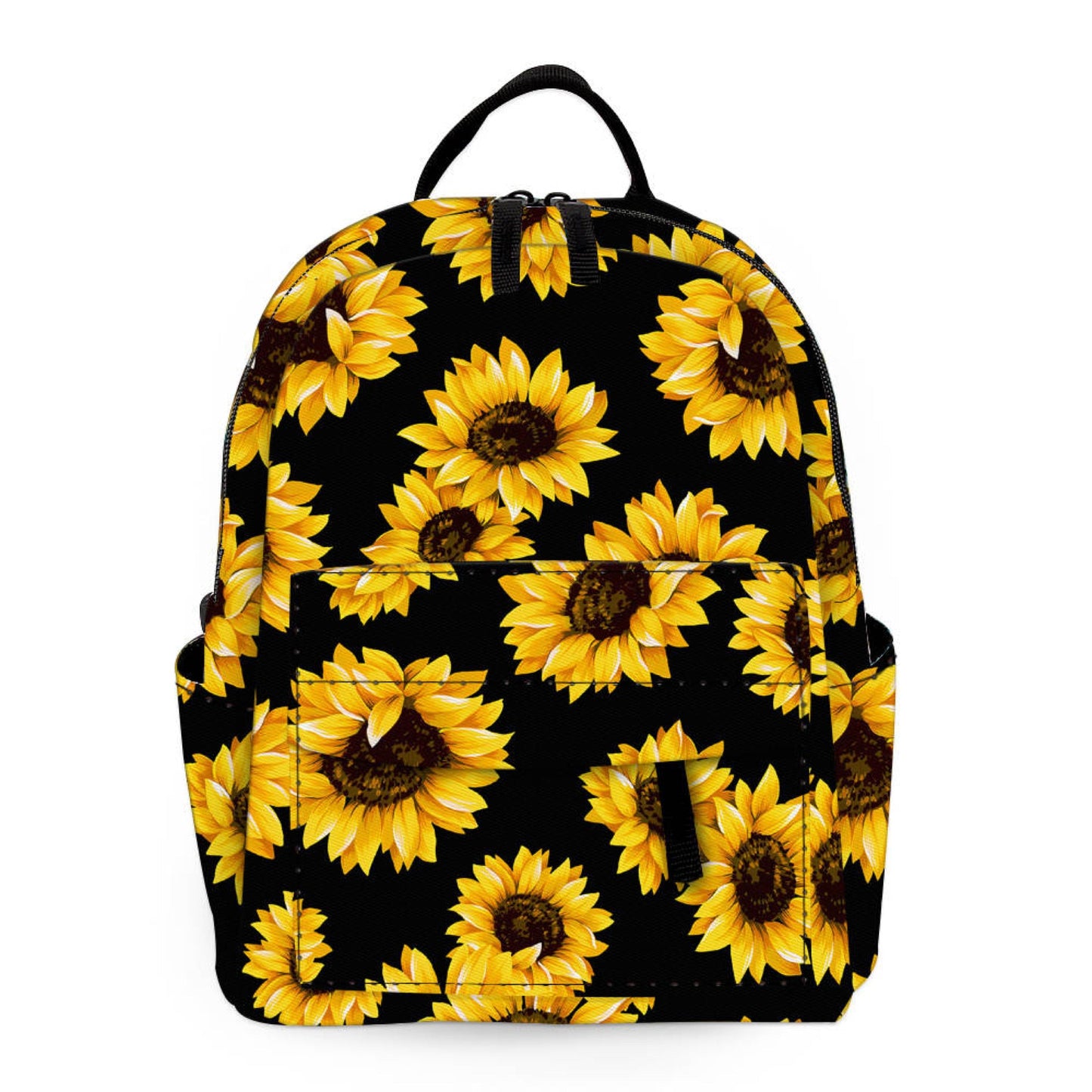 Mini Backpack, Pouch, & Mini Pouch Bundled Set - Sunflower On Black