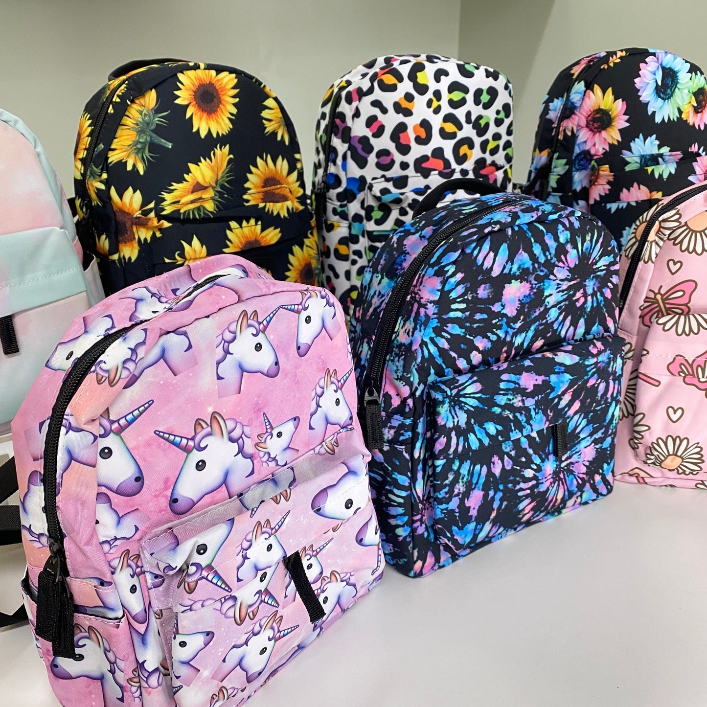 Mini Backpack, Pouch, & Mini Pouch Bundled Set - Sunflower On Black