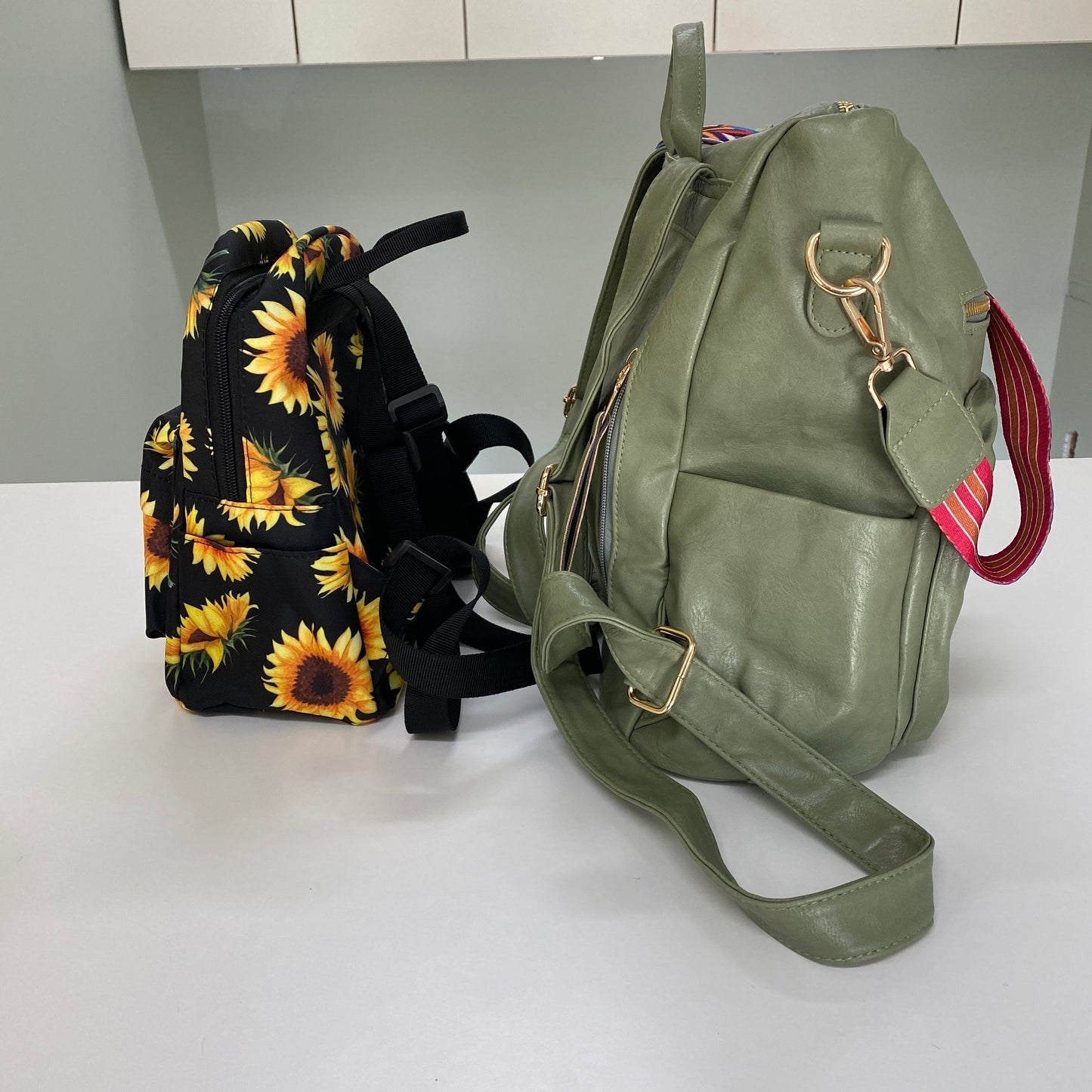 Mini Backpack, Pouch, & Mini Pouch Bundled Set - Sunflower On Black