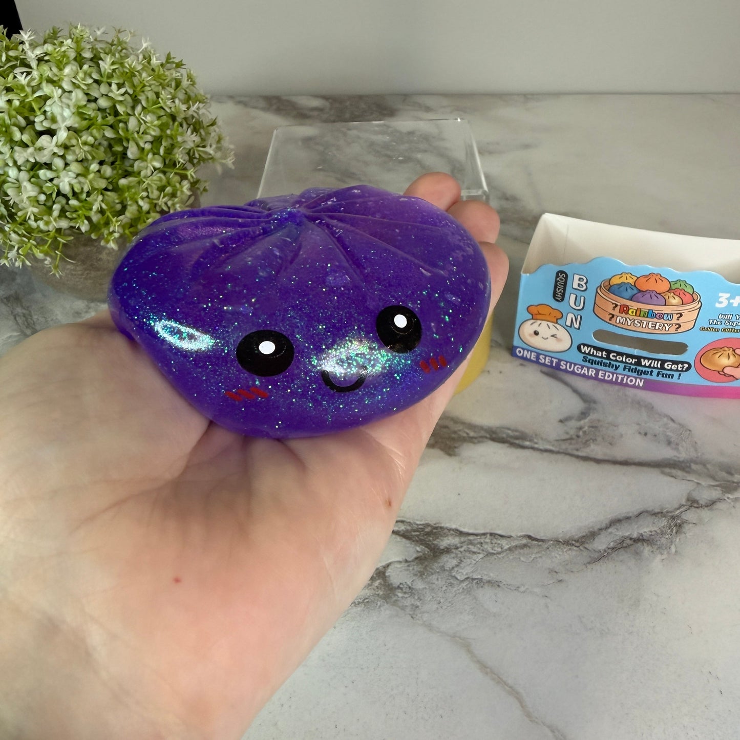 Squishy Toy - Viral Dumpling, Slow Rise Glitter - Purple