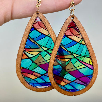 Wooden Teardrop Cutout - Stained Glass Acrylic - #3