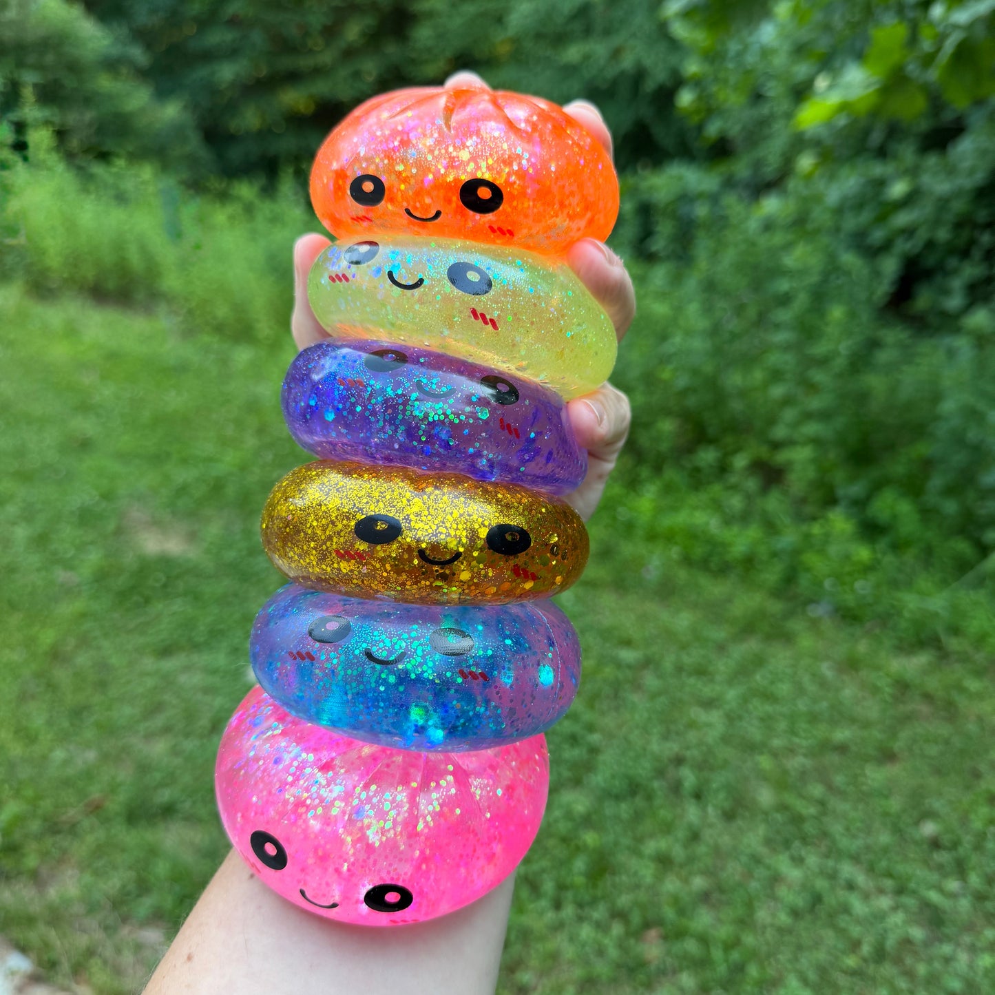 Squishy Toy - Viral Dumpling, Slow Rise Glitter - Pink