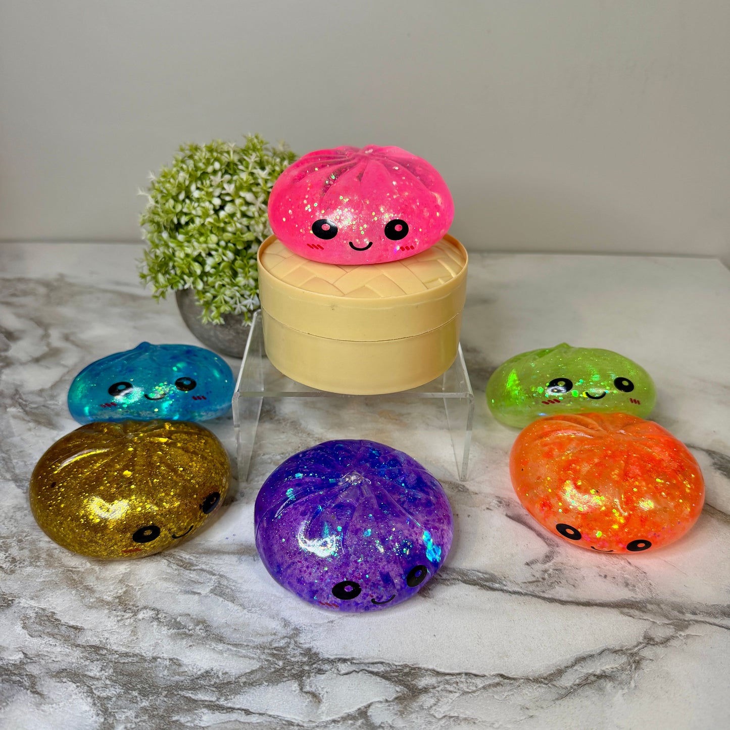 Squishy Toy - Viral Dumpling, Slow Rise Glitter - Purple