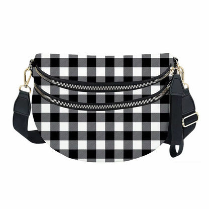 The Roni Nylon Crossbody - Black White Plaid