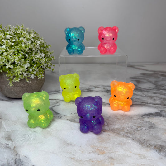 Figurine Silicone Squishy Toy - Glitter Gummy Bear