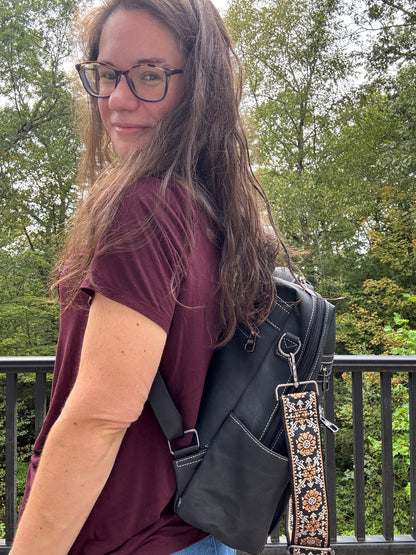 Denim Suede Brooke Backpack + Pouch