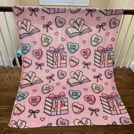 Blanket - Book Hearts Pink