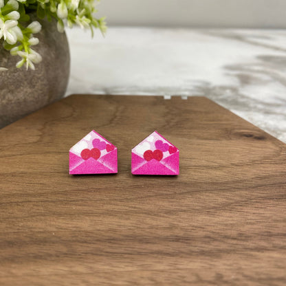 Wooden Stud Earrings - Valentine’s Day - #2