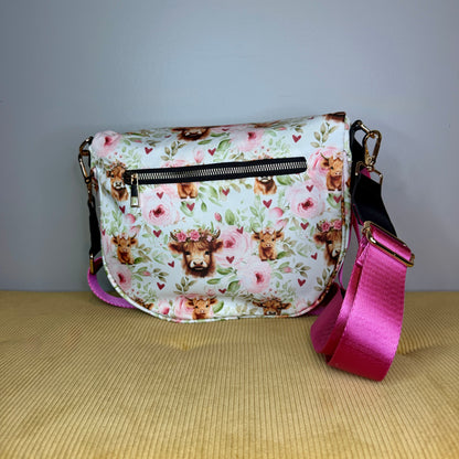 The Roni Nylon Crossbody - Highland Cow Pink Floral