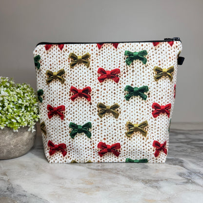 Pouch XL - Christmas Knit Bow