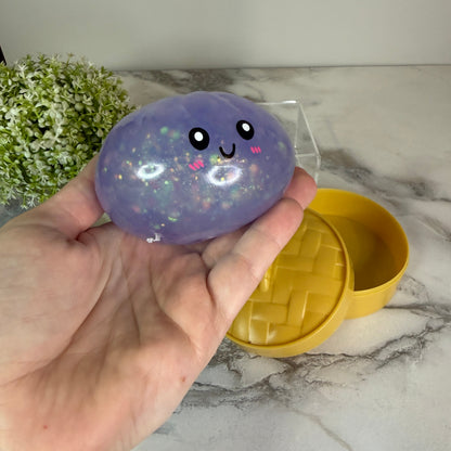 Squishy Toy - Viral Dumpling, Quick Squeeze Glitter - Purple