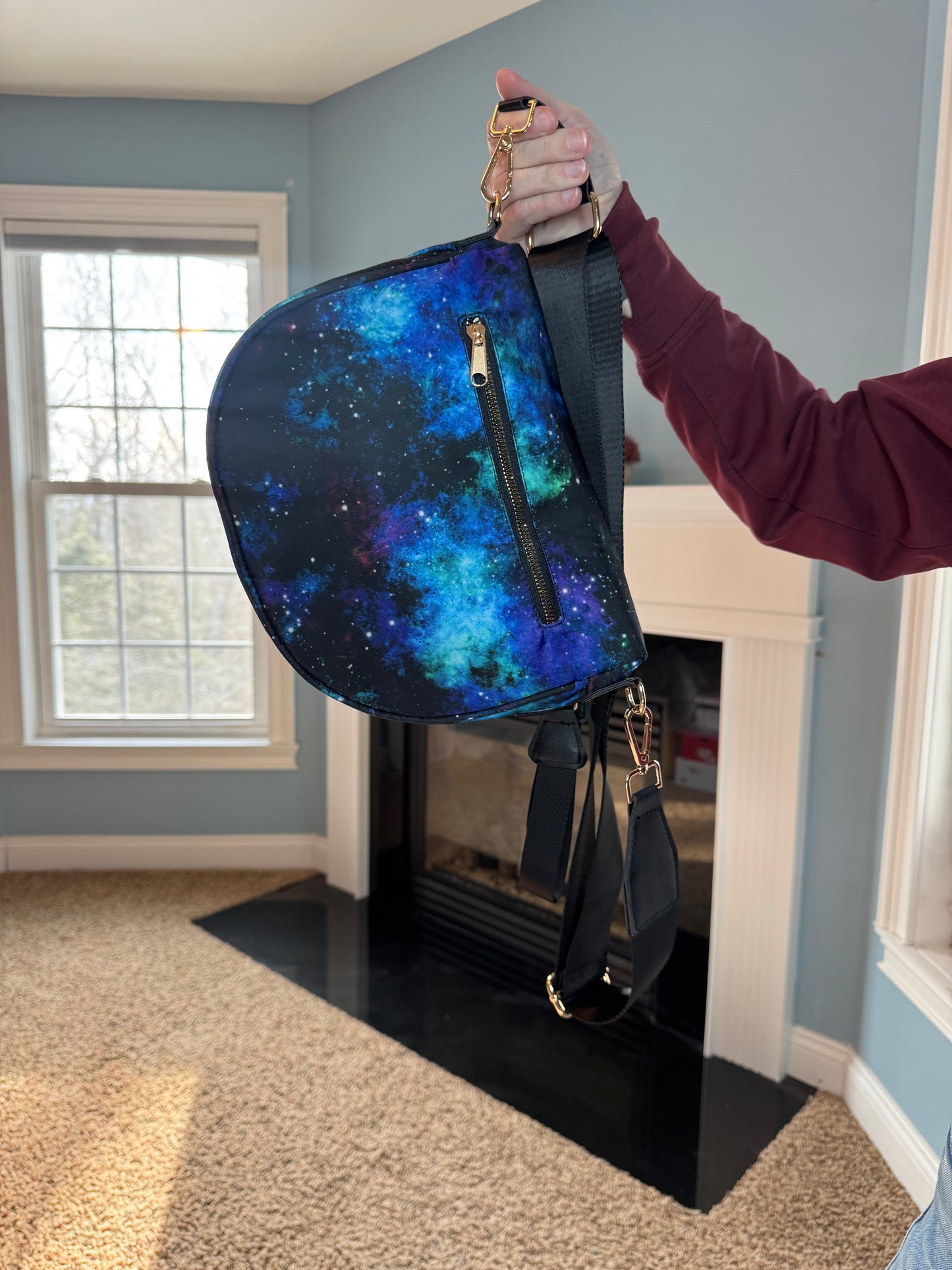 The Roni Nylon Crossbody - Blue Green Purple Galaxy