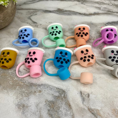 Silicone Straw Toppers Tumbler - Bubble Tea Mix