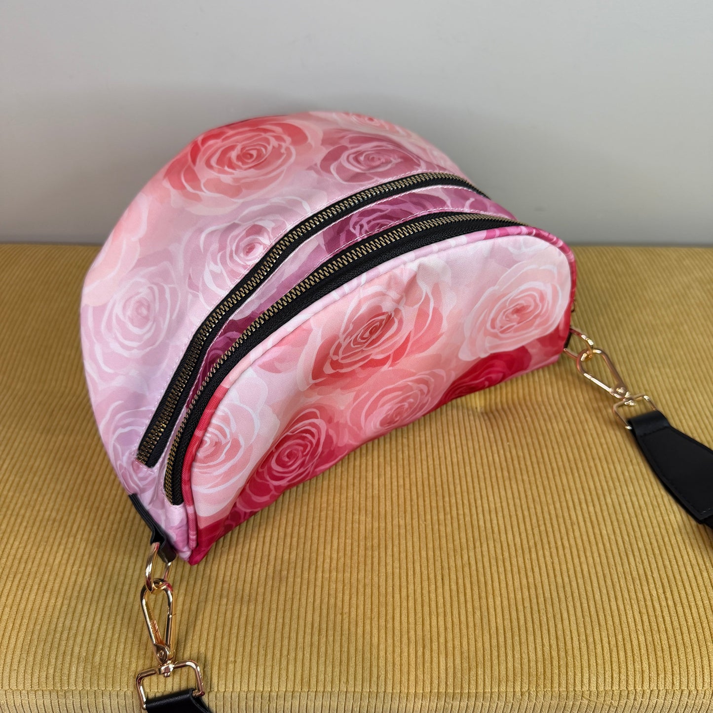 The Roni Nylon Crossbody - Pink Purple Ombré Roses