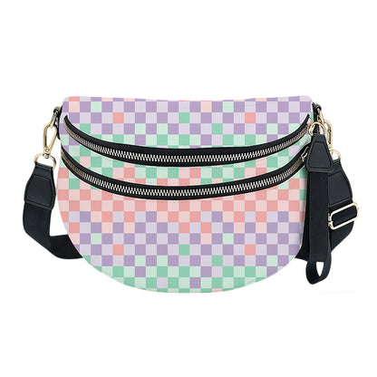The Roni Nylon Crossbody - Checkered Creamsicle Mint Purple
