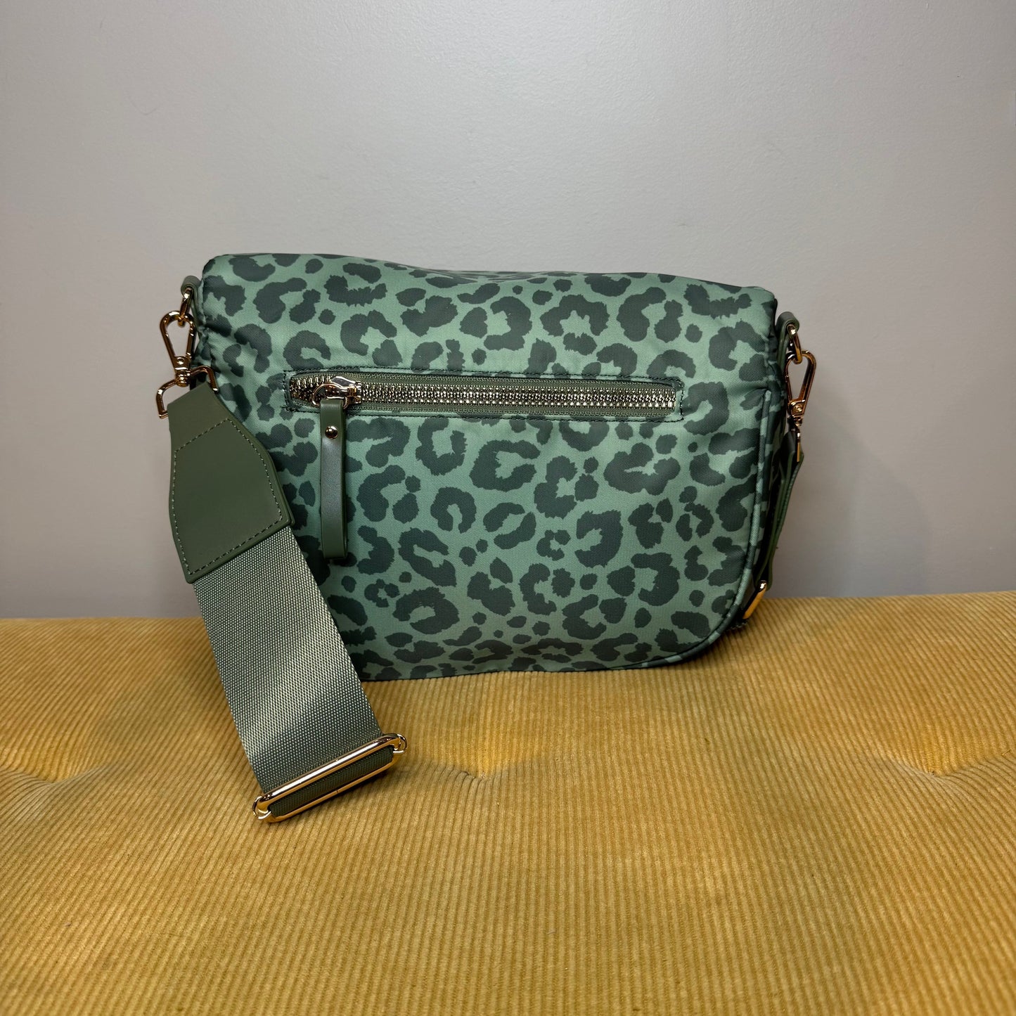 The Roni Nylon Crossbody - Animal Print Dark Green