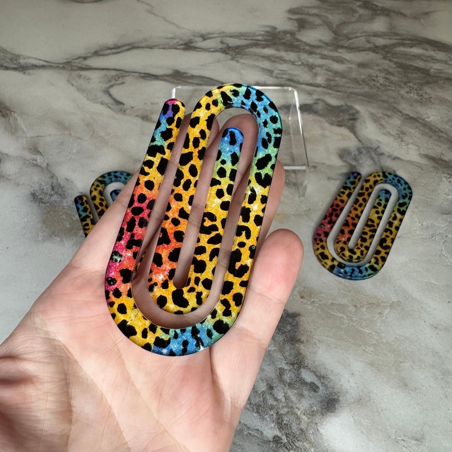 Jumbo Paperclip - Yellow Blue Pink Animal Print