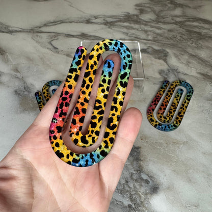 Jumbo Paperclip - Yellow Blue Pink Animal Print