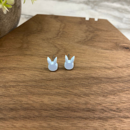 Acrylic Stud Earrings - Easter - Bunny Head - Blue