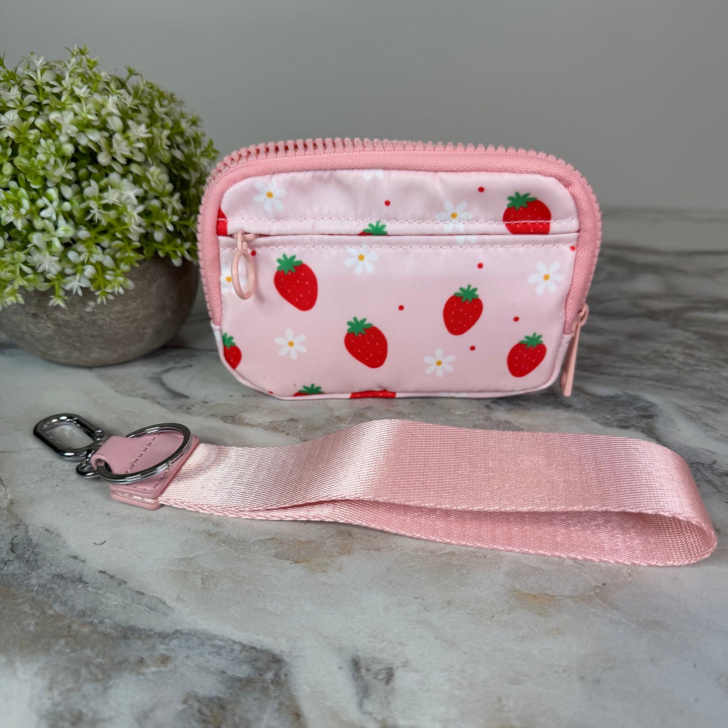 Rue - Nylon Wristlet Wallet - Pink Strawberry Daisy