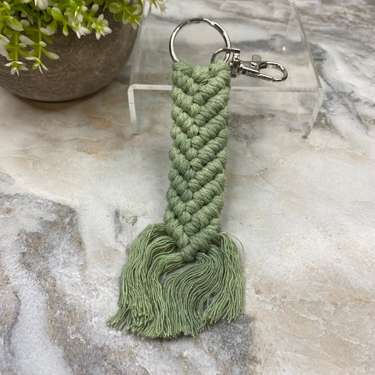 Keychain - Macrame - Braided Olive