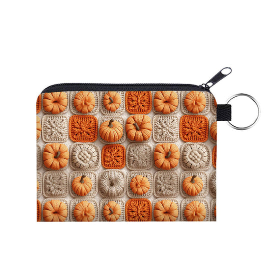 Mini Pouch - Halloween Fall - Knit Pumpkin