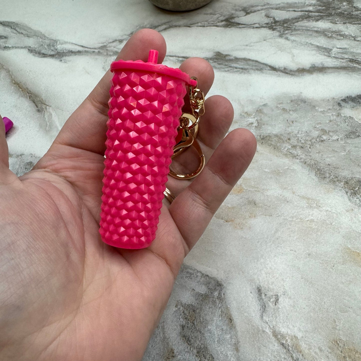 Keychain - Studded Tumbler - Pink Matte