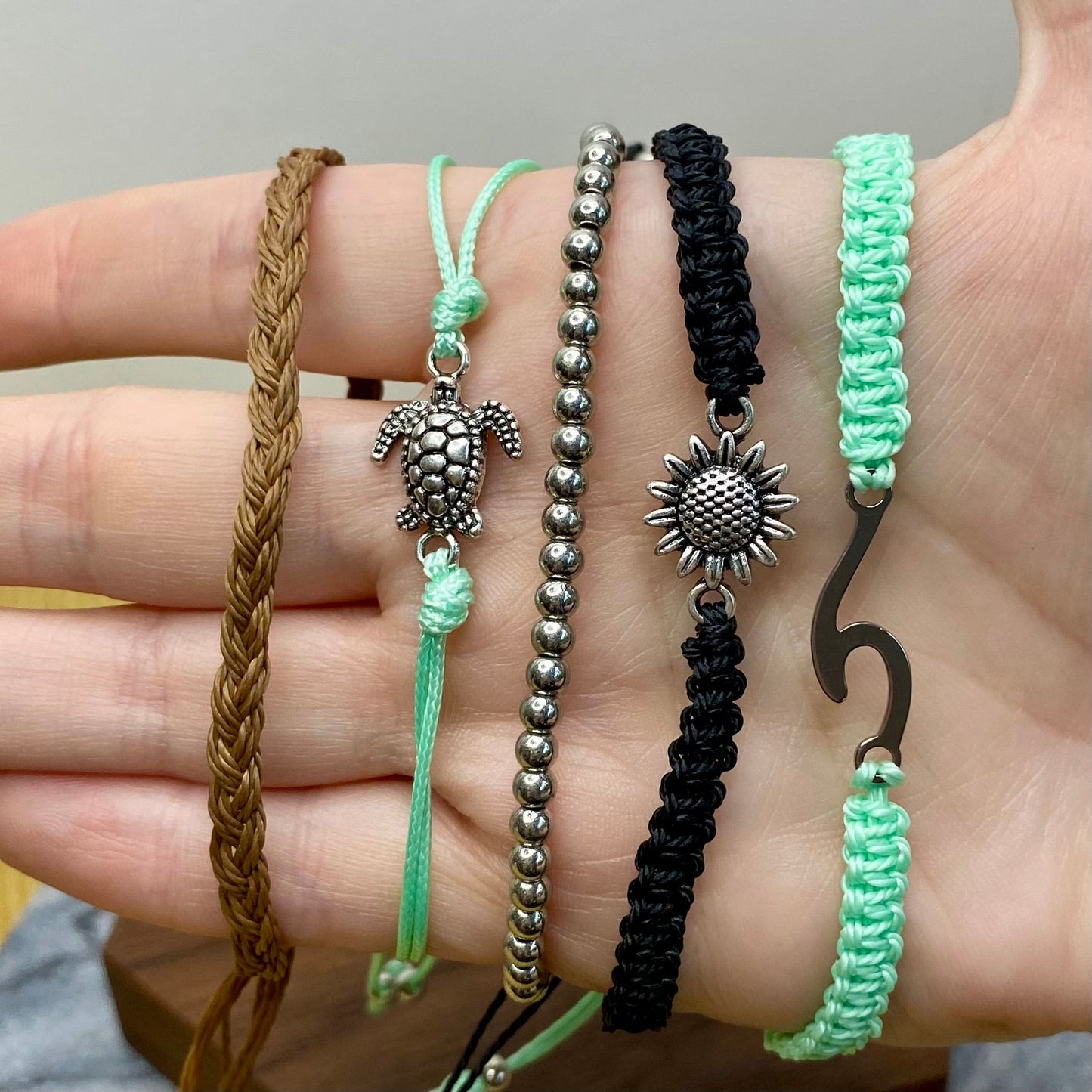 Bracelet Pack - Adjustable String Mint Silver