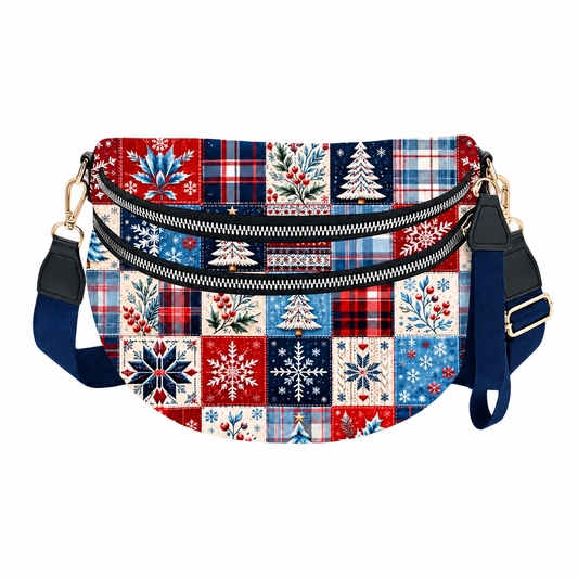 The Roni Nylon Crossbody - Christmas Quilted Squares