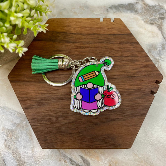 Keychain - Acrylic - Teacher Gnome - #4