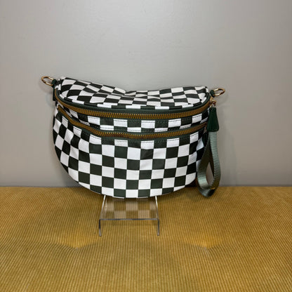 The Roni Nylon Crossbody - Checkered Dark Green Olive