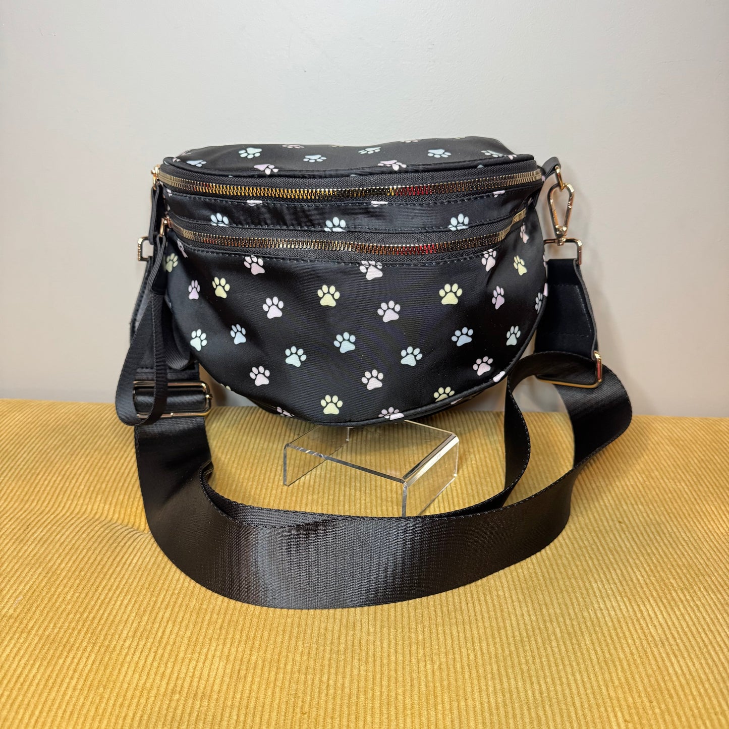 The Roni Nylon Crossbody - Paw Print Pastel