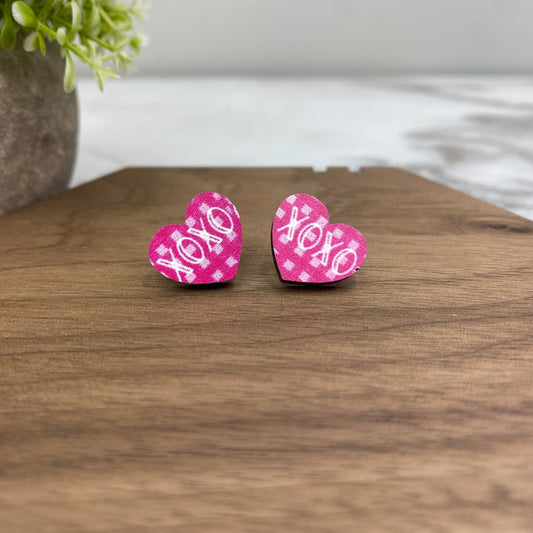 Wooden Stud Earrings - Valentine’s Day - #11