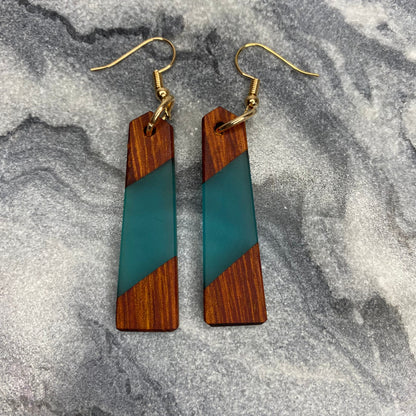 Dangle Earring - Wood & Sea Glass