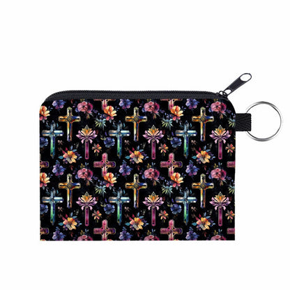 Mini Pouch - Religious Stained Glass Cross