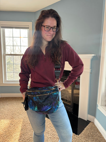 The Roni Nylon Crossbody - Blue Green Purple Galaxy
