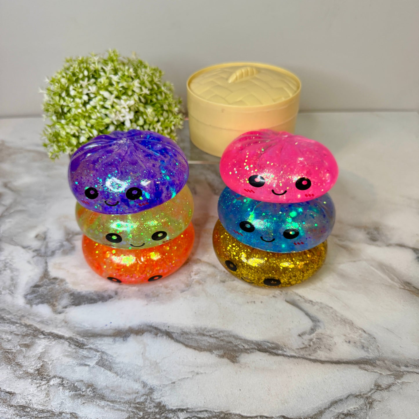 Squishy Toy - Viral Dumpling, Slow Rise Glitter - Gold