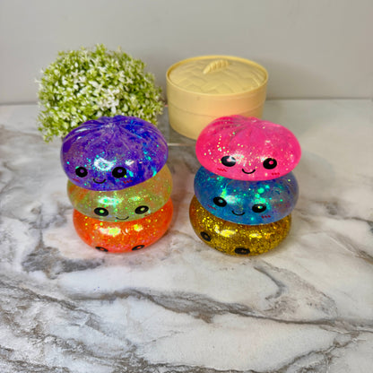 Squishy Toy - Viral Dumpling, Slow Rise Glitter - Gold