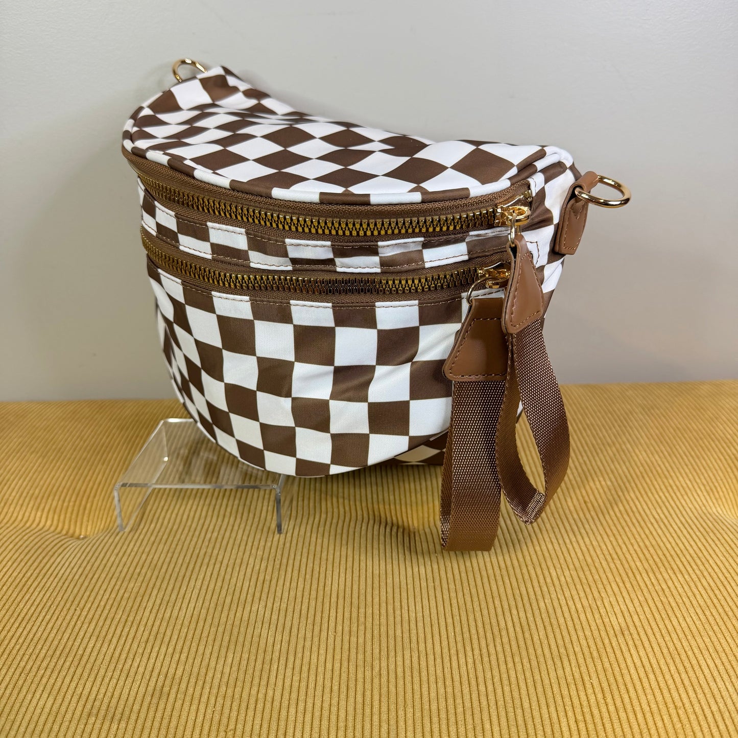 The Roni Nylon Crossbody - Checkered Chocolate